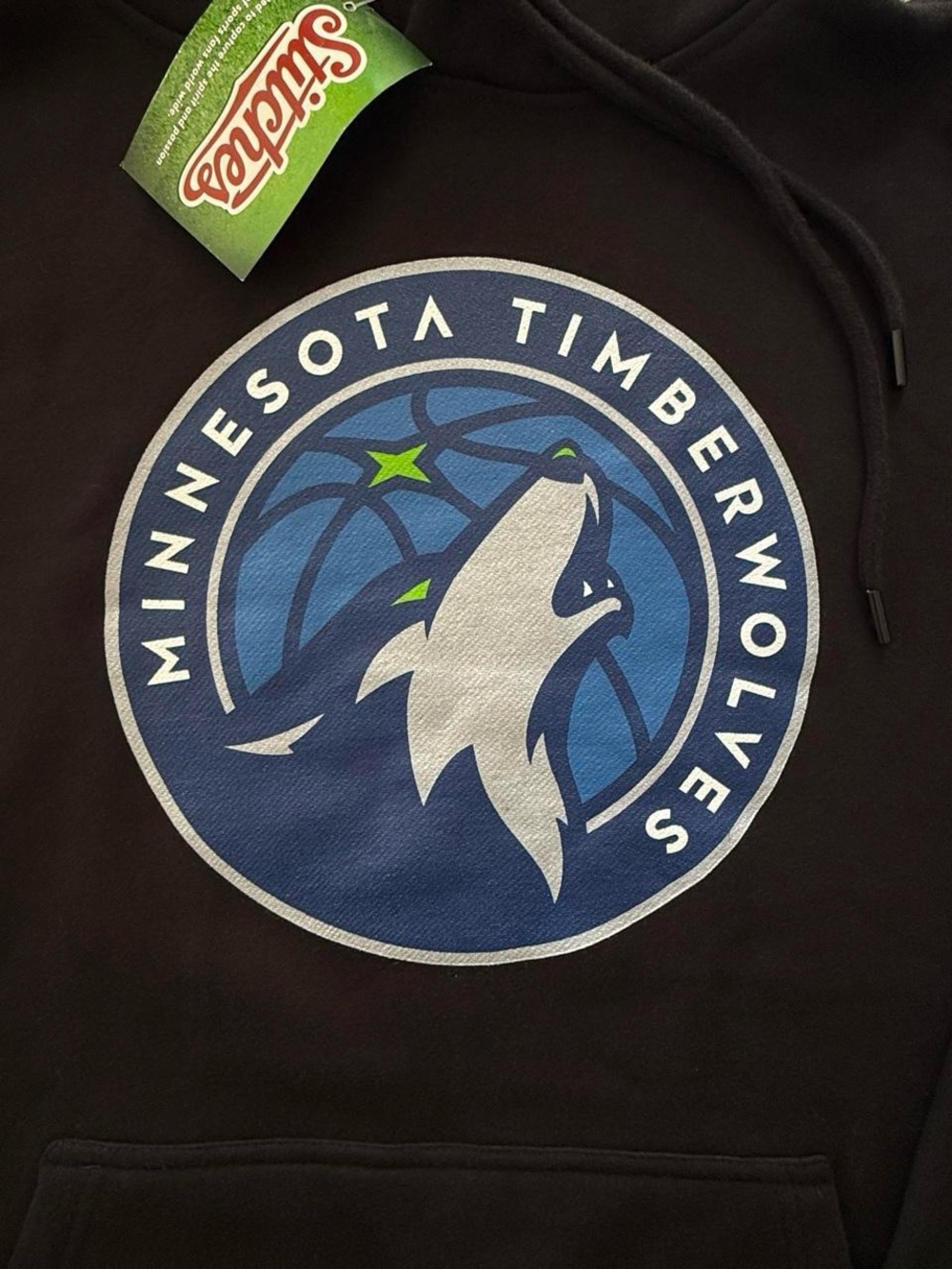 NWT Minnesota Timberwolves Stitches Hoodie Mens Small Black Pullover NBA - Picture 2 of 8